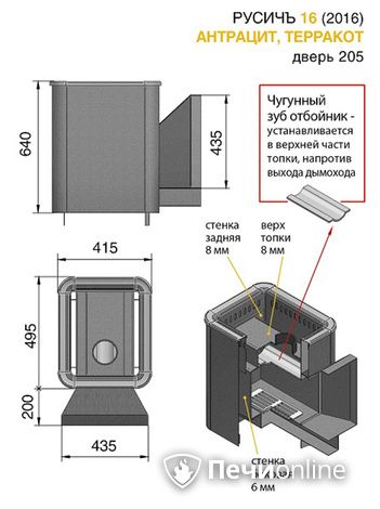 Дровяные печи-каменки Везувий Русичъ Антрацит 16 (205) 2016 в Симферополе