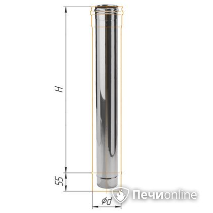Дымоход Феррум Дымоход нержавейка 08 d-115 L=1м в Симферополе