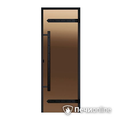 Дверь для бани Harvia Стеклянная дверь для сауны LEGEND 7/19 черная коробка сосна бронза  D71901МL в Симферополе