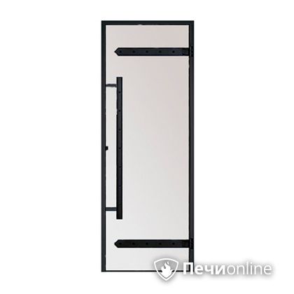 Дверь для бани Harvia Стеклянная дверь для сауны LEGEND 7/19 черная коробка сосна сатин D71905МL в Симферополе